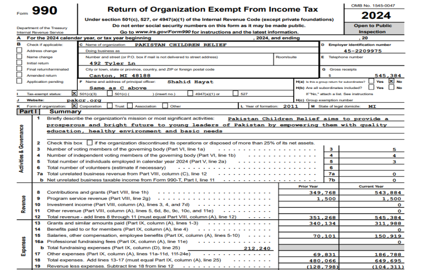 Form 990 Report